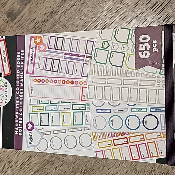 Happy Planner Handwritten Colored Boxes 650 piece sticker book never used - Picture 3 of 4